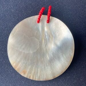 Shell Pendant with orange beads, Unisex